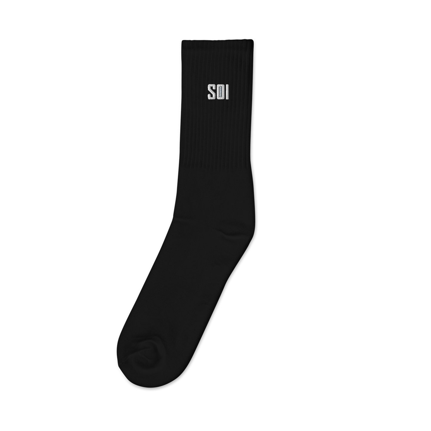 SOI Embroidered Black Socks