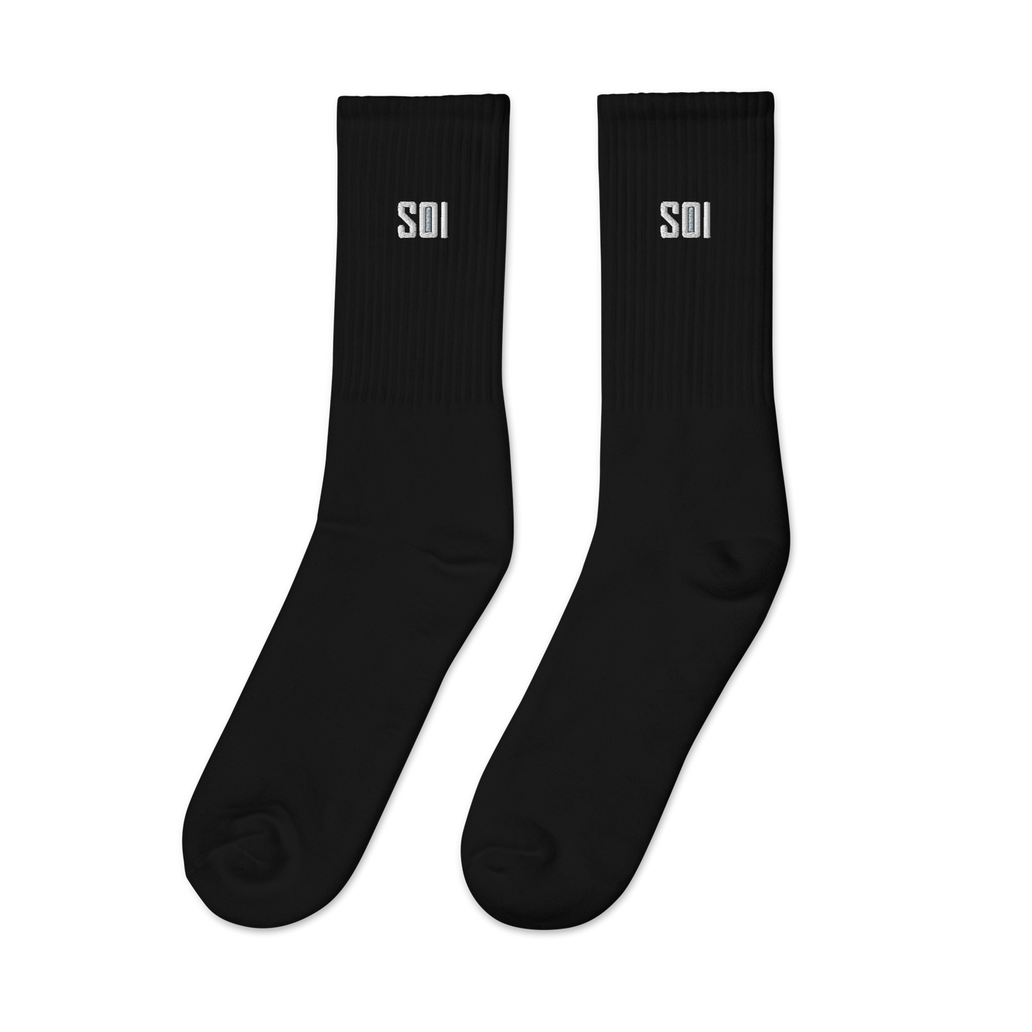 SOI Embroidered Black Socks