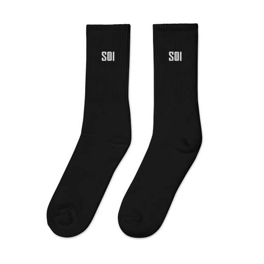 SOI Embroidered Black Socks