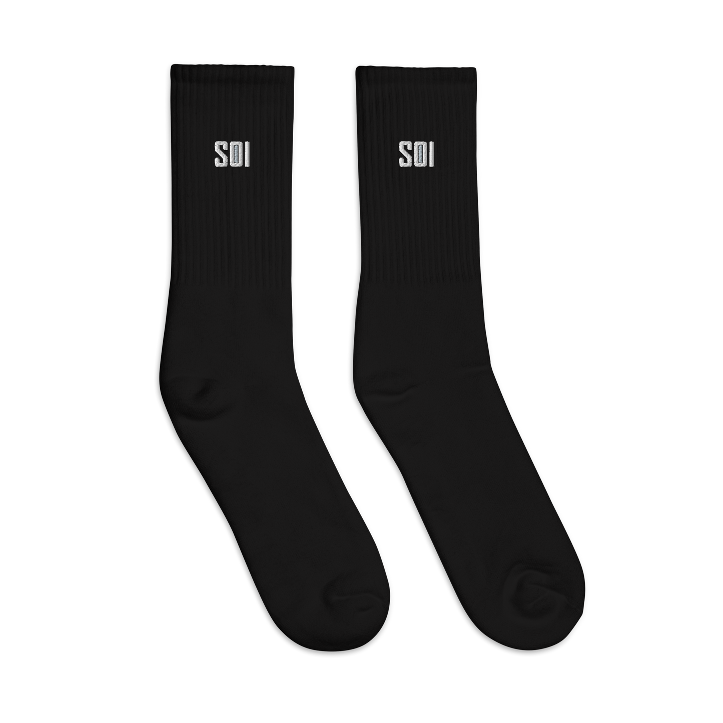 SOI Embroidered Black Socks