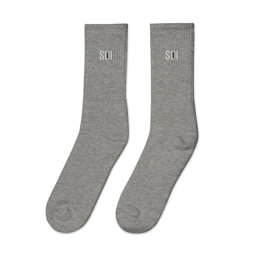 SOI Embroidered Grey Socks